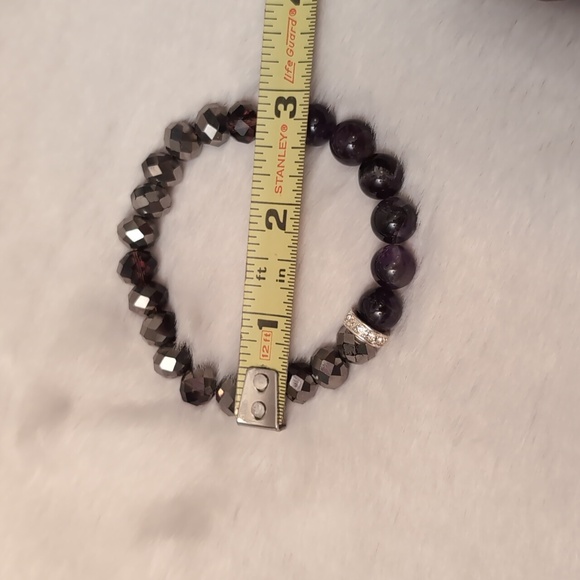 Avon|I Wish You Beaded Bracelet-PROTECTION- Purple Stone and Black Crytals Beads - Picture 6 of 11